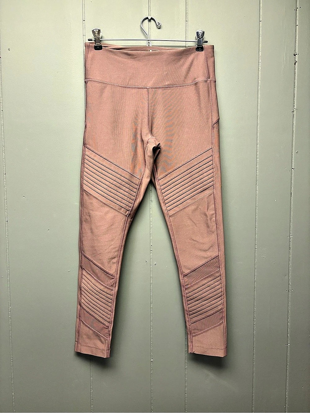 MONDETTA High Waist Moto Panel Leggings Pink Small